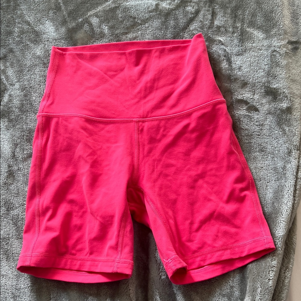 Lululemon bright pink align biker shorts